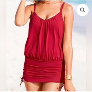 MagicSuit Red Tankini Blouson Top 14 Ruching Slimming